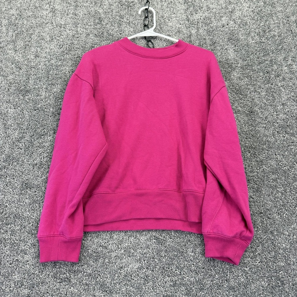 A New Day Sweatshirt Womens Medium Pink Fleece Pullover Crew Neck Solid Casual